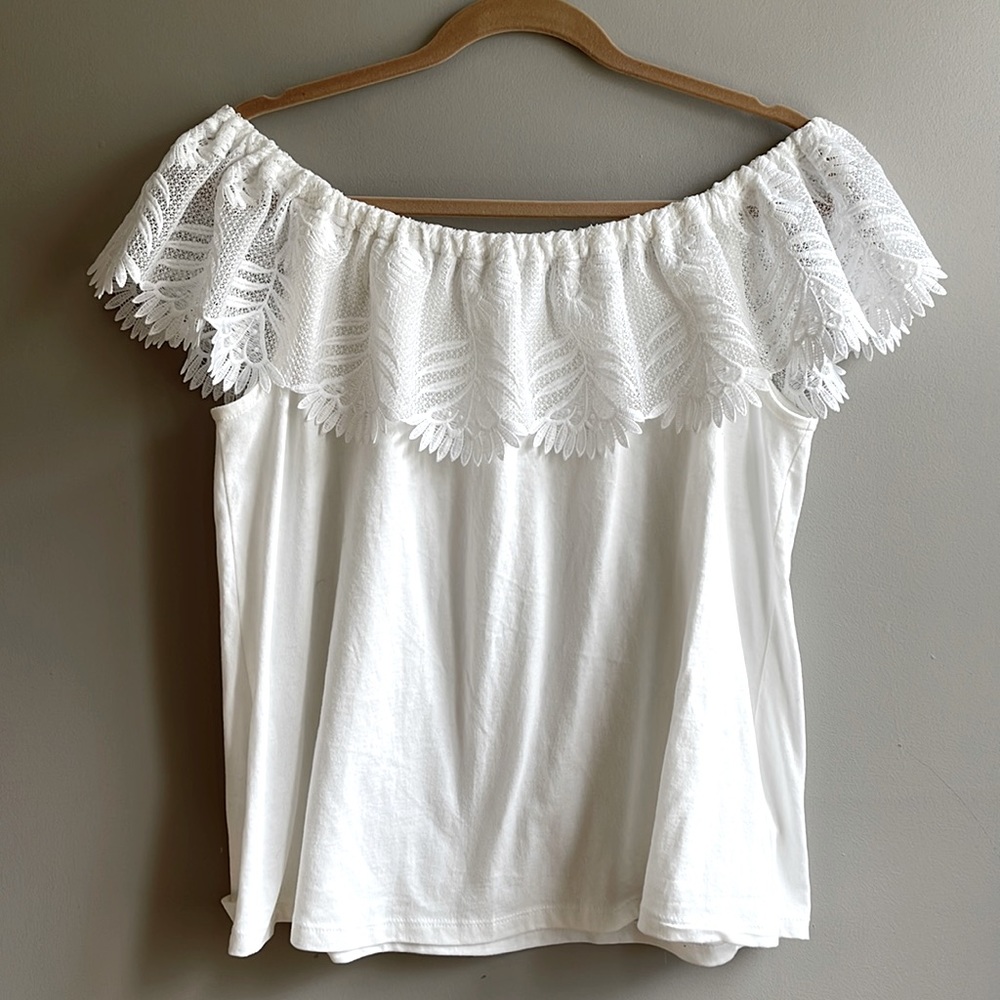 White Cotton + Lace Summer Top
